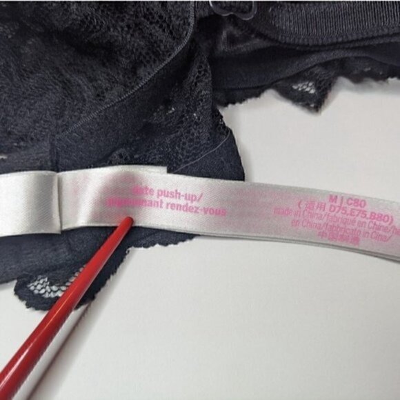 PINK Victoria's Secret DATE PUSH UP RACERBACK MEDIUM SOLID BLACK LACE - Picture 5 of 6
